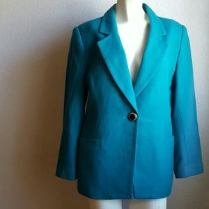 Women's Oleg Cassini Teal Blazer Size 10 Vintage